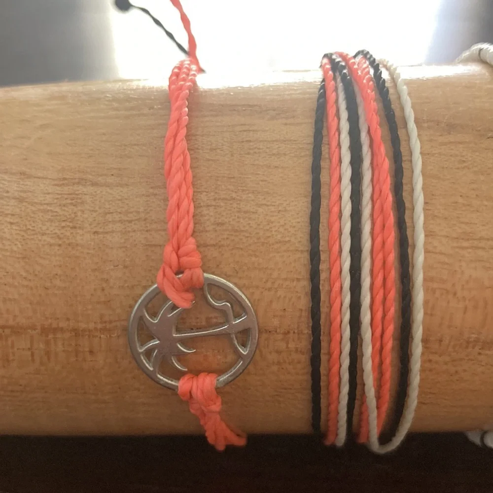 Pura Vida Bracelets. 4 piece bundle. Surfer/ocean set. Orange, black, cream. EUC - Picture 2 of 4